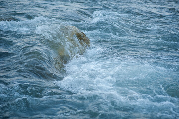 the mountain river is clean and fast
