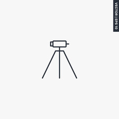 Theodolite on tripod, geological survey, engineering, geodetic equipment, geology research, linear style sign for mobile concept and web design