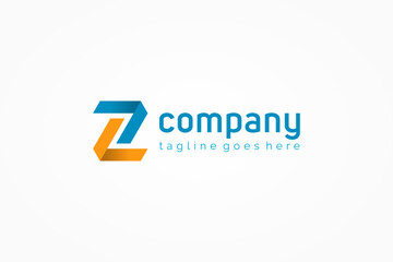Abstract Initial Letter Z Logo. Blue and Yellow Geometric Shape Origami Style isolated on White Background. Usable for Business and Branding Logos. Flat Vector Logo Design Template Element