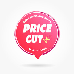 Price Cut Shopping Round Tag