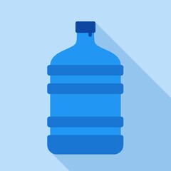gallon water bottle, water container illustration flat design with long shadow