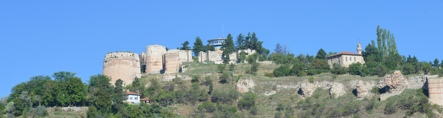 Fototapeta na wymiar Kutahya Castle in springtime. The historic Castle is amain tourist magnet in the city - Kutahya, Turkey