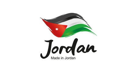 Made in Jordan handwritten flag ribbon typography lettering logo label banner