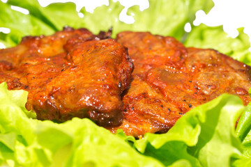 Steak meat grilled with salad