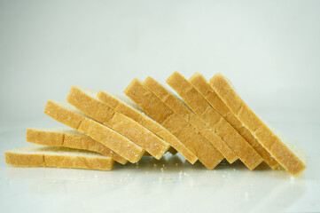 stack of white bread isolated on white background