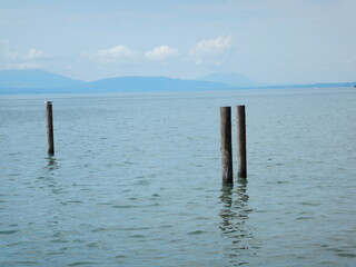 Pillars in a lake