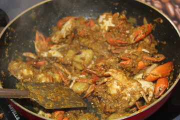 delicious crab curry preparation in indian style seafood in indian resturants desi village crab cooking
