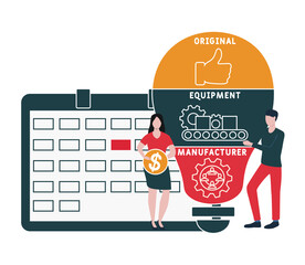 Flat design with people. OEM Original Equipment Manufacturer.  business concept background. Vector illustration for website banner, marketing materials, business presentation, online advertising