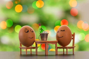 funny eggs on a beach chair relaxing