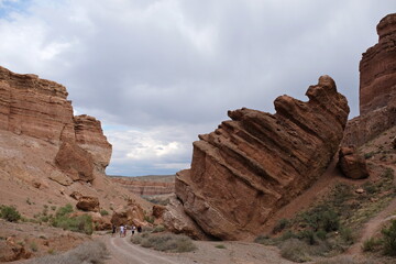 Fototapeta premium Nature reserve: Charyn canyon, near Almaty. This is a dry gorge washed by meltwater. The area is also called the valley of Castles.