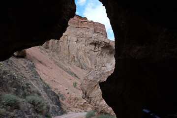Passage between two rocks in the Charyn canyon.