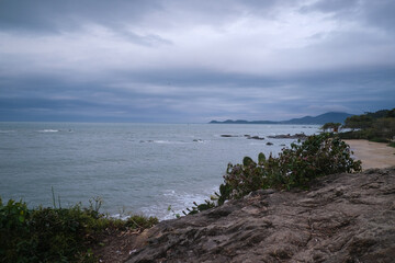 Fototapeta na wymiar view of the coast of the sea clouds storm 