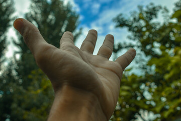 hands on the sky background