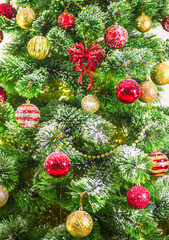 Decorated Christmas tree on white background