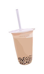 Bubble tea digital illustration. Logo. Wall art. Illustration elements. Posters. Wall art