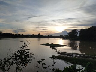 sunset over the river
