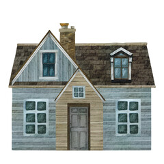 Watercolor portrait of a cozy house or cottage
