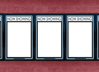 Movie Marquees With Three Blank Picture Frames Red Background