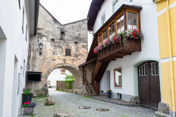 Old street and gate in the historic town of Gmünd in Kärnten, Austria