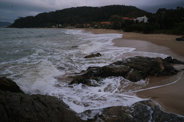 waves on the beach and storm 