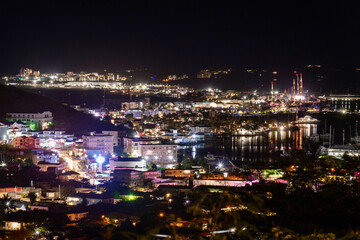 Fototapeta na wymiar night panorama of saint martin island caribbean island