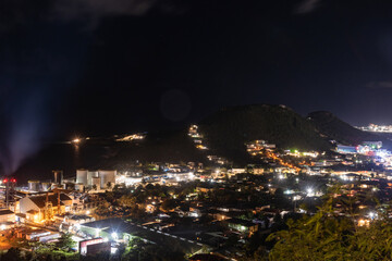 night panorama of saint martin island caribbean island