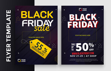 flyer template for Black Friday Sale Promotion with Sample Product Images, for A4 paper size with 3mm. bleeds area and Free Font Used with Eps file