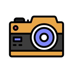 parade related photos camera with button and flash light vector with editable stroke