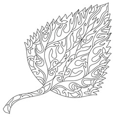 Vector line illustration  of leaf for coloring