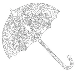 Vector line illustration of umbrella for coloring