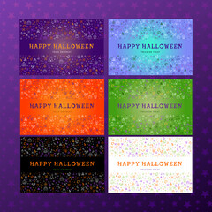 Fototapeta na wymiar Set of doodle posters for happy halloween holiday