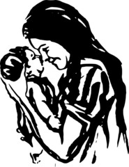 Vector illustration of mother and baby