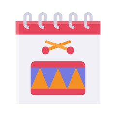 parade related calendar with drumsticks with drummer vector in flat style,