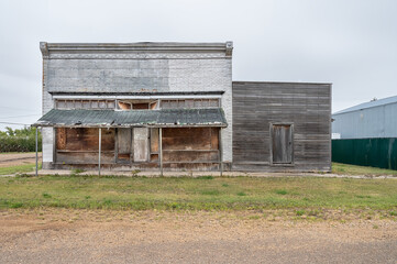 Abandoned ruin of old store in Craigmyle, Alberta, Canada