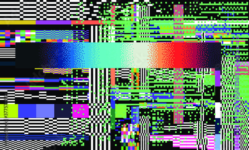 Fototapete Abstract Geometric Background With Glitched Pixels Computer Screen With Vhs Noise Effect Local Doctor