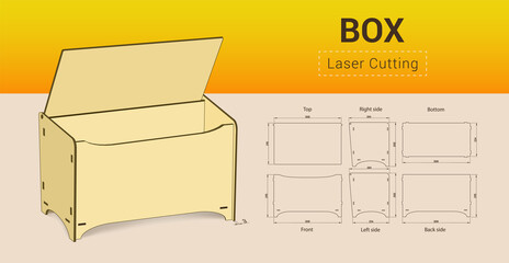 Cnc. laser cutting box. No glue. Vector illustration. - obrazy, fototapety, plakaty