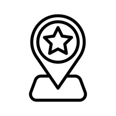 parade related parade location pin with star and place of parade vector in lineal style,