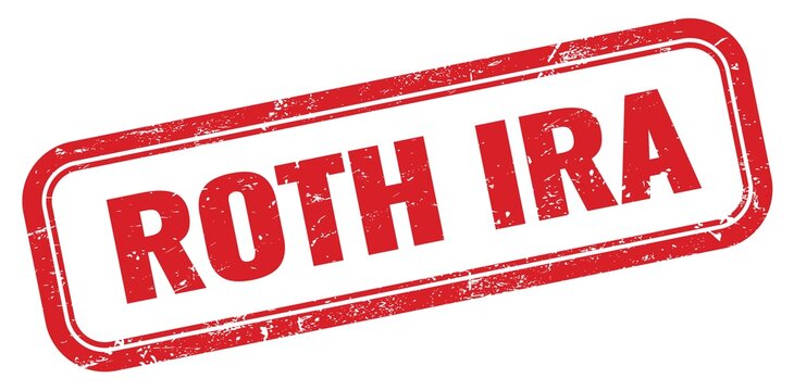 ROTH IRA red grungy rectangle stamp.