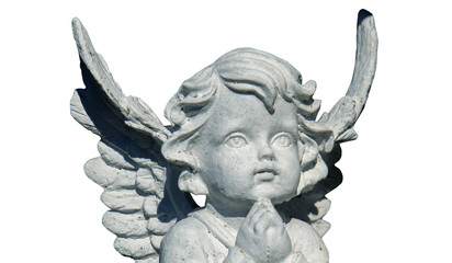 Ancient statue of little angel as symbol of the soul of a child