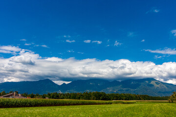 landscape with mountains and blue sky