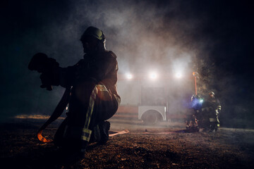 Obraz premium Fire department at an emergency scene
