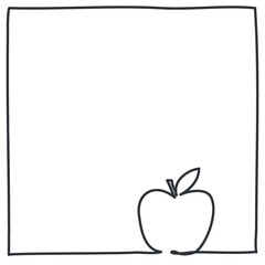 apple lineart frame -  continuous line drawing