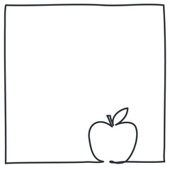 Fototapeta premium apple lineart frame - continuous line drawing