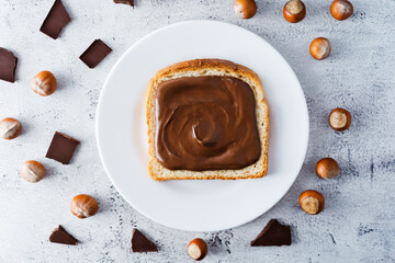 Chocolate hazelnut pasta with sandwich