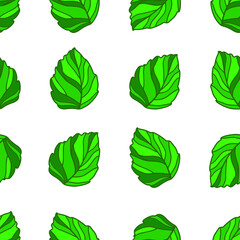 Seamless pattern. Beautiful green leaves. Vector illustration for fabric design, print for textile, underwear and packaging.