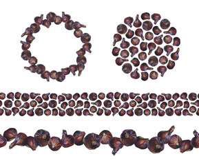 Set of red onion frames, borders and designs, isolated on white. Watercolour illustration. For duct tape, cards, invitations, recipes, menu, cookbook, stationery and packaging design.