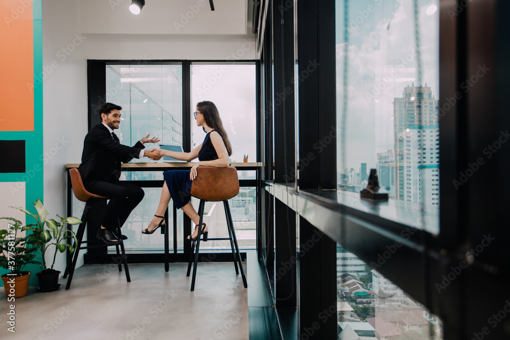 Wall mural business people shaking hands. handshake gesturing people connection deal concept.image of businessw