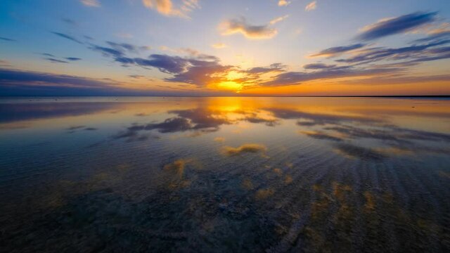 amazing sunset over the salt lake timelapse