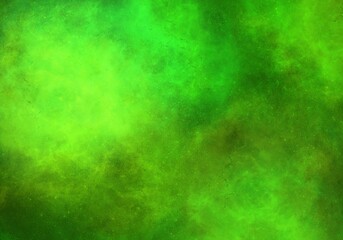 Fondo verde con formaciones de nebulosas brillantes