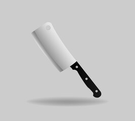 vector, kitchen meat knife (hatchet), isolated on gray background
